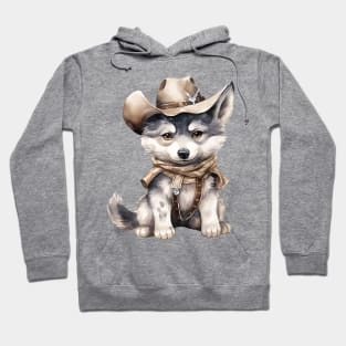 Gray Wolf Wearing a Cowboy Hat Hoodie